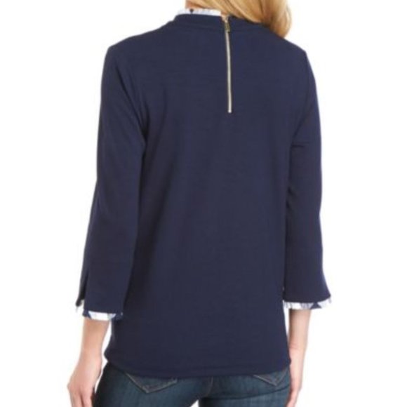 Crown & Ivy Ruffle Split Neck Knit Top - Picture 2 of 3